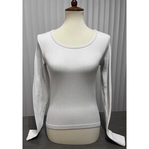 Women's Long Sleeved Fitted Ribbed White Shirt